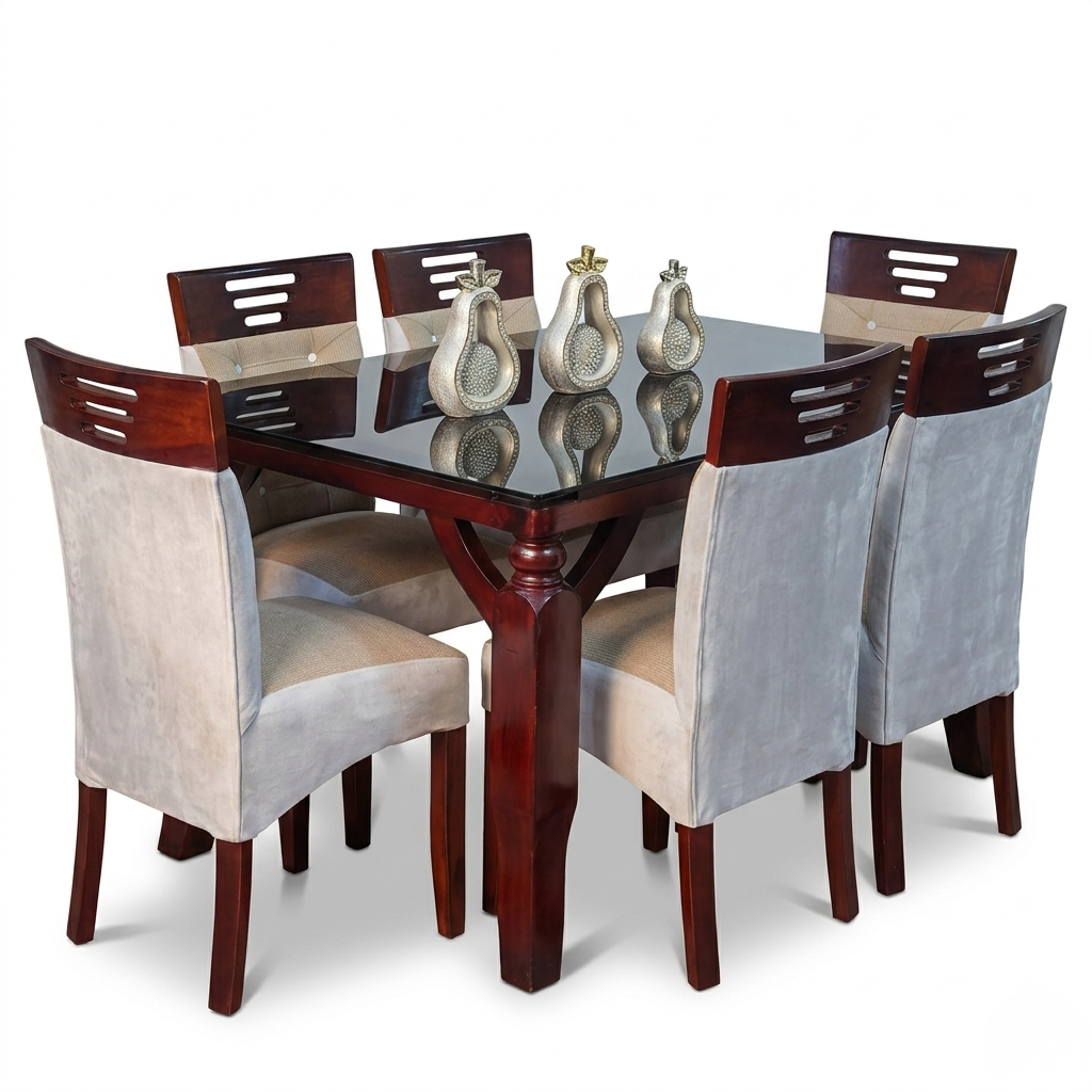 Comedor moderno de 6 sillas en madera caoba en comedor elegante con decoración nórdica hogar