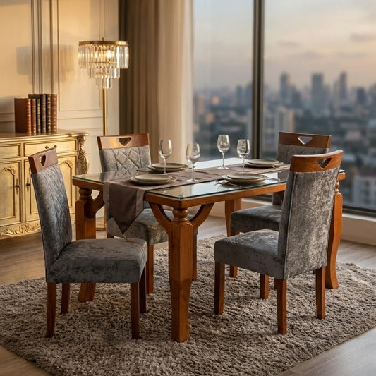 Juego de comedor Copeta de madera y vidrio en comedor moderno con decoración nórdica hogar