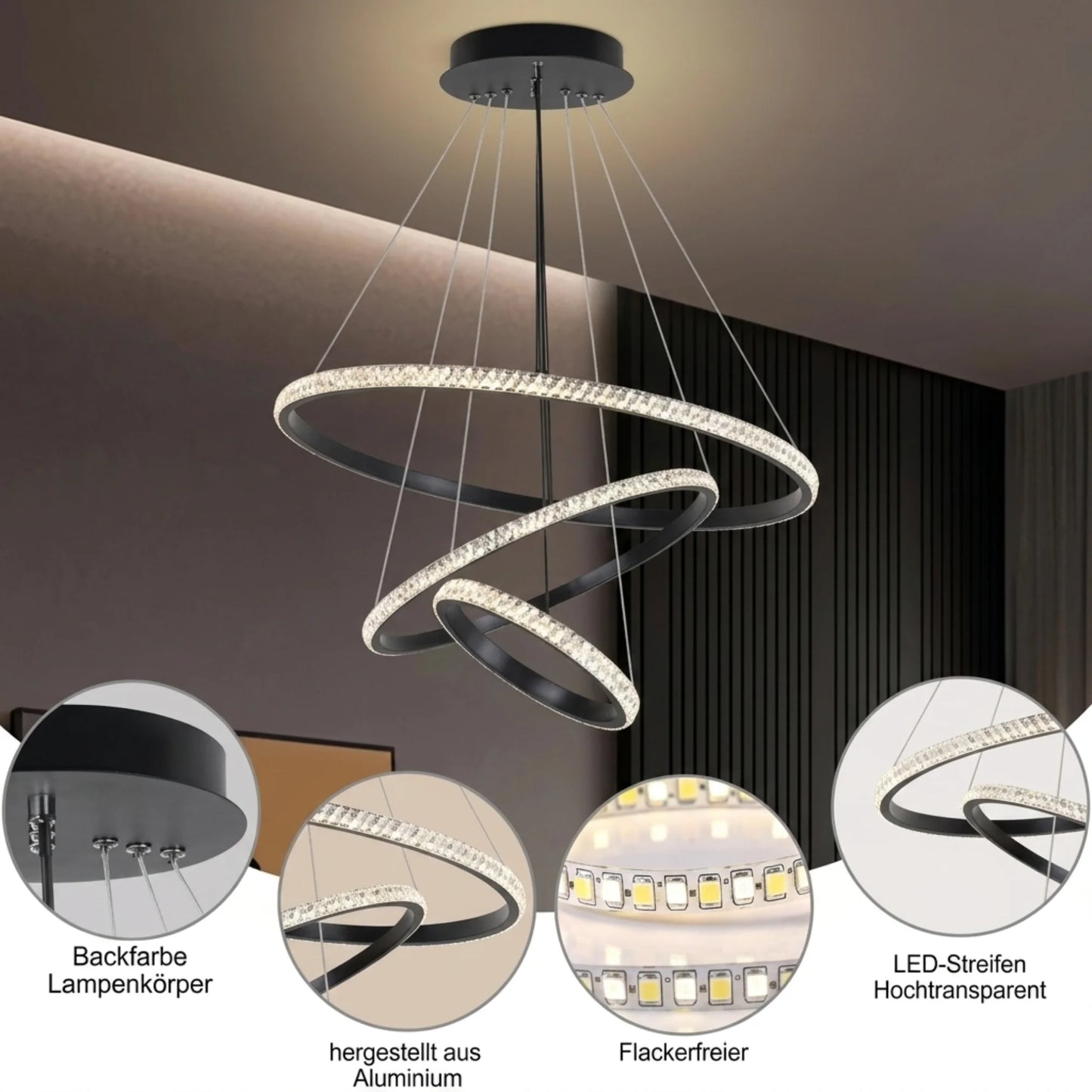 Lámpara Colgante LED 3 Anillos | Ozzara Home Peru